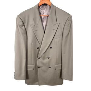 Yves Saint Laurent YSL Wool Pants Suit Set Men Large Light Sage Double Breasted*